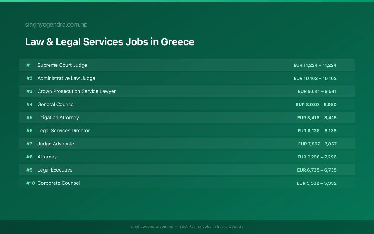 Highest Paying Jobs in Law & Legal Services in Greece 2026 Highest Paying Jobs in Law & Legal Services in Greece 2026 | SalaryPedia by Singh Yogendra