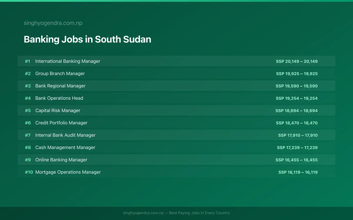 Highest Paying Jobs in Banking in South Sudan 2026 | SalaryPedia by Singh Yogendra