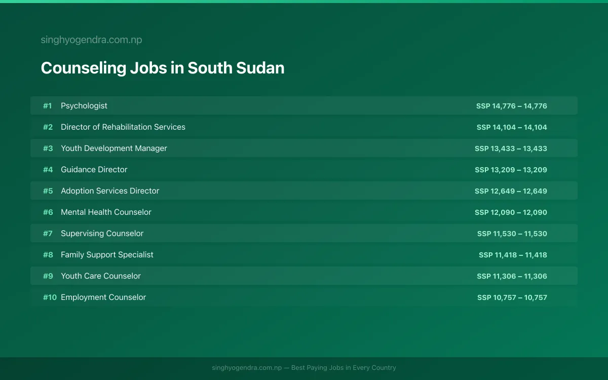 Highest Paying Jobs in Counseling in South Sudan 2026 | SalaryPedia by Singh Yogendra