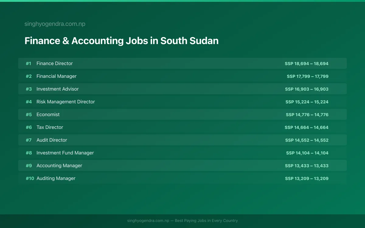 Highest Paying Jobs in Finance & Accounting in South Sudan 2026 | SalaryPedia by Singh Yogendra