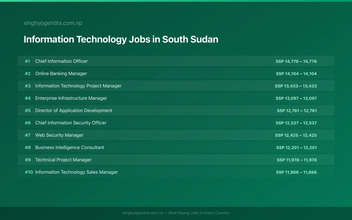 Highest Paying Jobs in Information Technology in South Sudan 2026 | SalaryPedia by Singh Yogendra