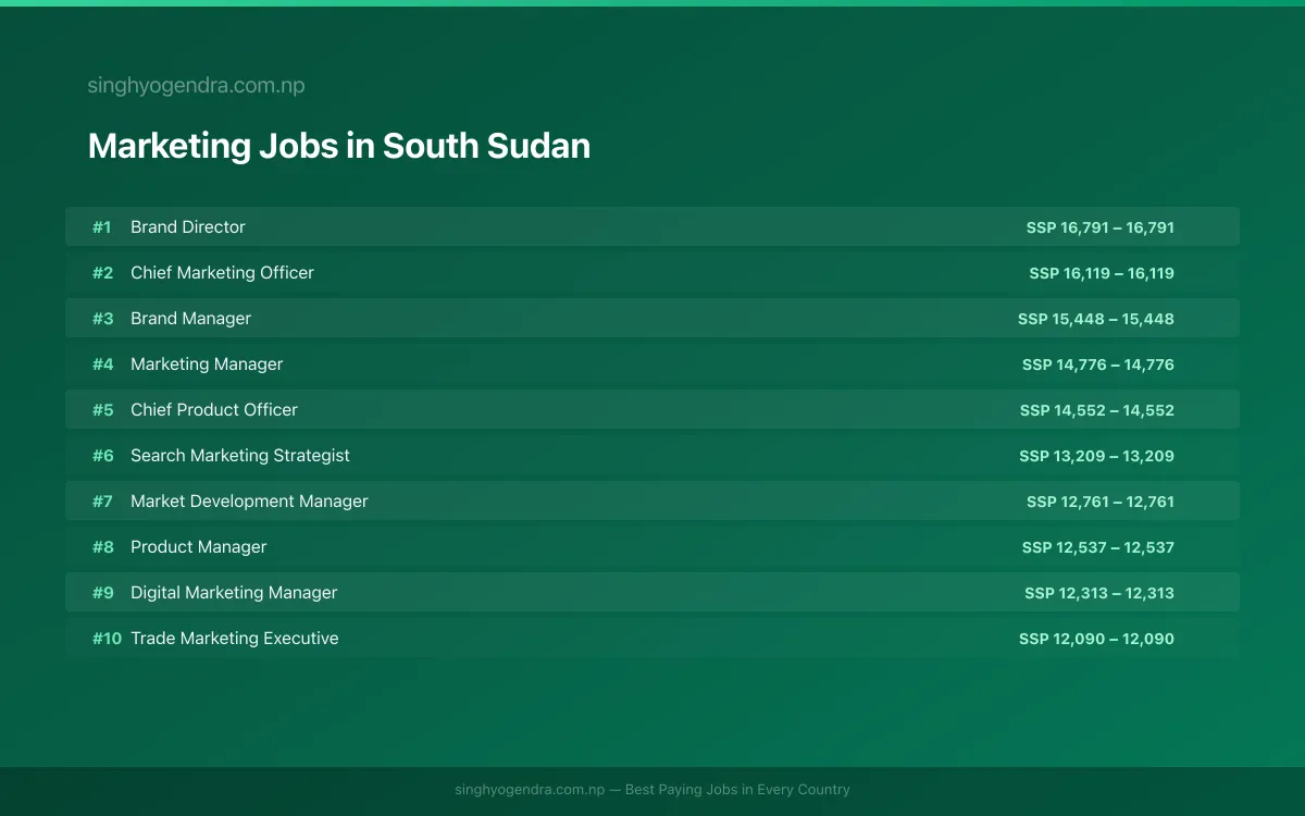 Highest Paying Jobs in Marketing in South Sudan 2026 | SalaryPedia by Singh Yogendra